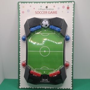 Compact Soccer Game with Black Frame and Green Field
